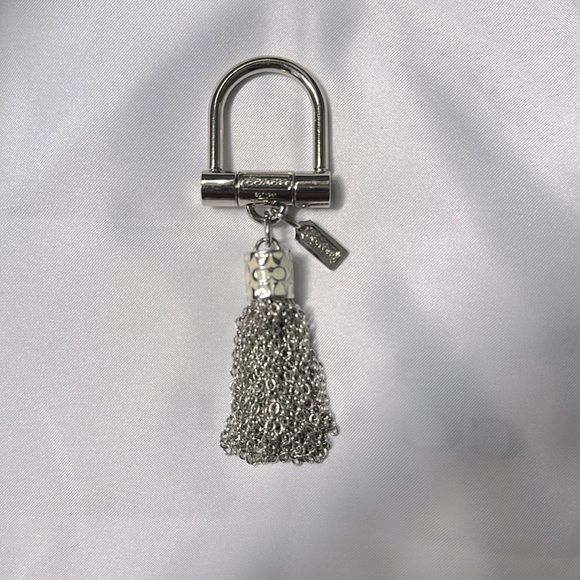 Coach Tassel Key Fob Purse Charm Silver - Picture 1 of 6